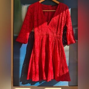 Karen Millen Eyelet Red Dress